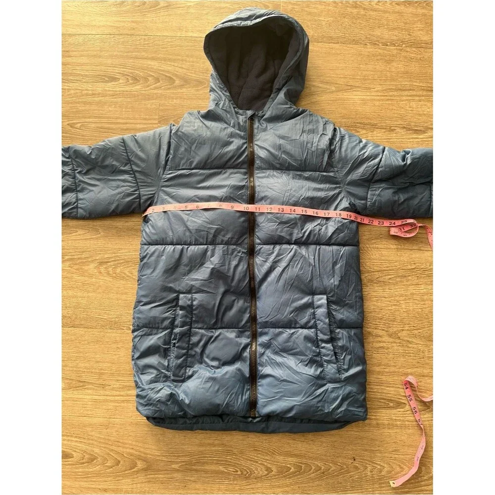 Old Navy Boys Hooded Puffer Jacket XXL 18 Blue Gray Fleece Lined Coat Insulated